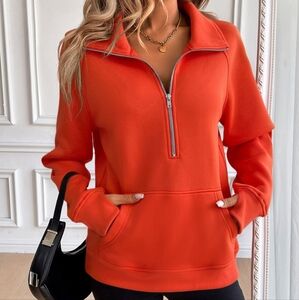 Women's Orange Half-Zip Pullover